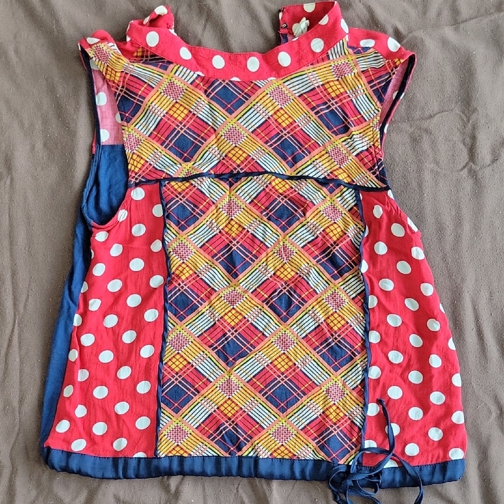 Colorful Plaid and Polka Dot Tank Top